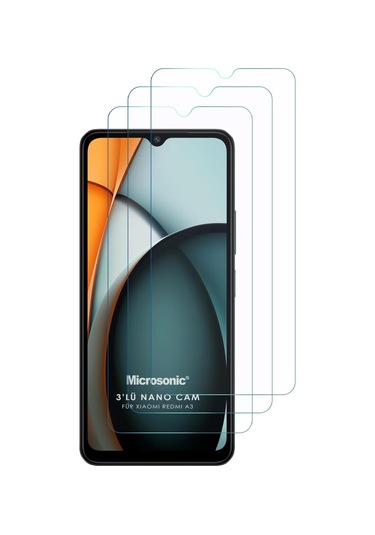 Microsonic Xiaomi Redmi A3 Screen Protector Nano Glass Cam Ekran Koruyucu 3 Lü Paket