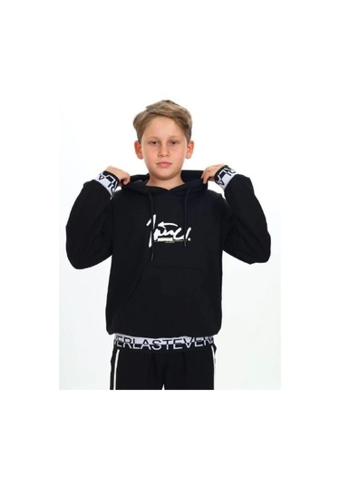 Çocuk Kapüşonlu Kind Yazılı Sweatshirt-14820 Siyah