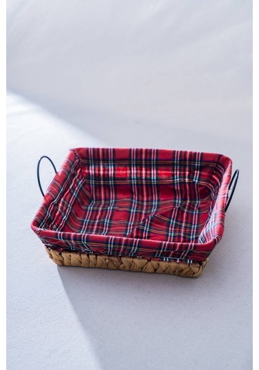 Rustika Nomia Hasır Kare Ekmek Sepeti - 26 Cm Renkli