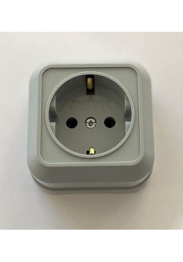 Makel Sıva Üstü Gri Topraklı Priz