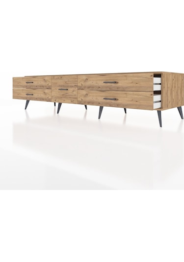 Kronos Tv Ünitesi 5 Çekmeceli 220x59x51 Çam-aytaşı/çam Aytası/atlas Çam - Atlas Çam