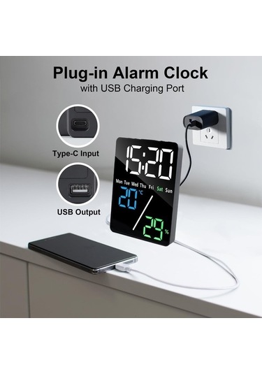 Trendooze Saat, Model Masa Led Küçük Dijital Cm Çift Çalar Başucu, Alarmlı 14,5 Ct