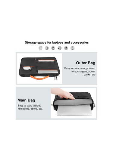 Youmex 13 İnç Siyah Dikişli Bilgisayar Kılıfı - Macbook Air M3/m2, Surface 5/4, Dell Xps 15 Plus, Macbook Pro Uyumlu - Su Geçirmez, Yumuşak Kadife Döşemeyle Koruma