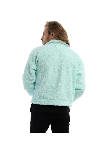 Erkek Kıvırçık Peluş Cıt Cıt Kapamalı Ceket Mint Mint Yeşili