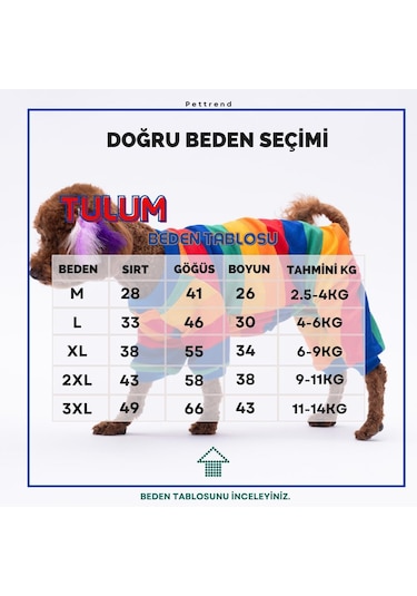 Ruby Gökkuşağı Penye Tulum Kedi Köpek Tulumu Kedi Köpek Kıyafeti Köpek Pijaması