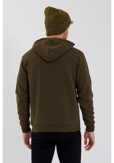 Polostate Erkek İskelet Nakışlı 3 İplik Sweatshirt Haki