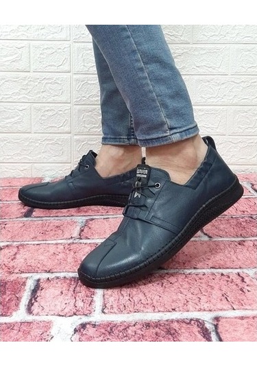 Voyager 5146 Lacivert Hakiki Deri Ortapedik Erkek Ayakkabı