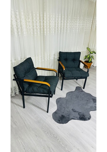 Madame Home Leylak Balkon, Bahçe,teras,cafe - Salon - Metal Kanepe Koltuk Takımı 1-1 Antrasit