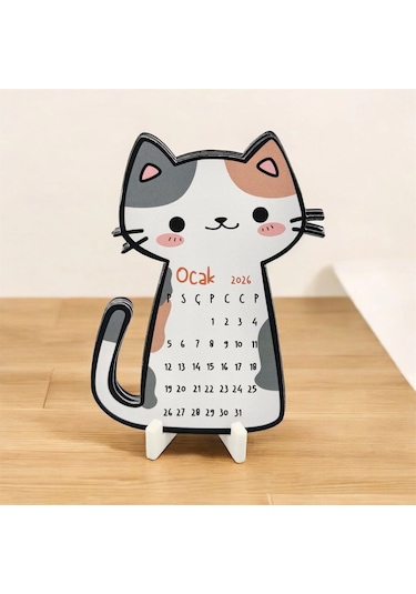 2026 Takvim - Kedi Masaüstü Takvim- Standlı Takvim