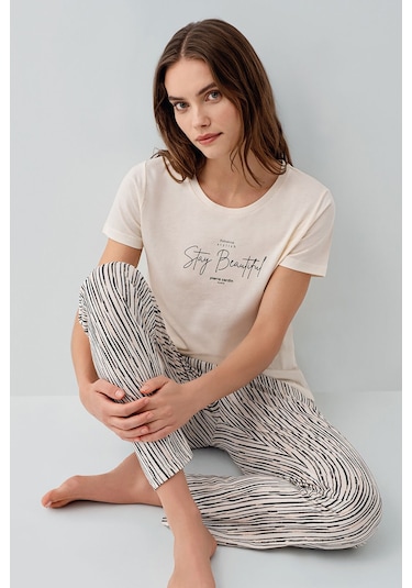 Pierre Cardin Kadın Krem Pijama Takım Krem