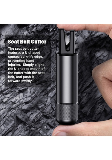 Geeksen Araba Güvenlik Çekici Alüminyum Alaşımlı Kasa Çekici Cam Kırıcı Çok Amaçlı Emniyet Kemeri Kesici Araç Acil Durum Aracı