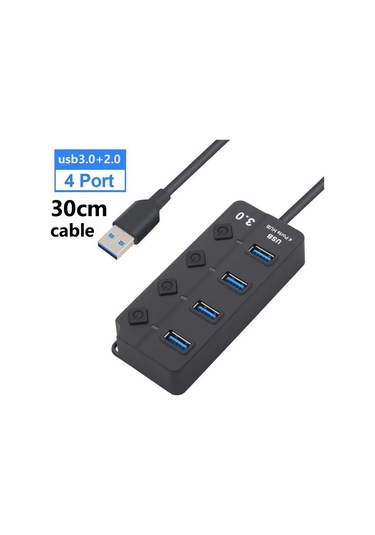 Onevan Usb 3.0 Hub 7 Bağlantı Noktalı, 5gbps Hızlı Çoklu Genişletme, Güç Adaptörlü, Uzun Kablo Whıte