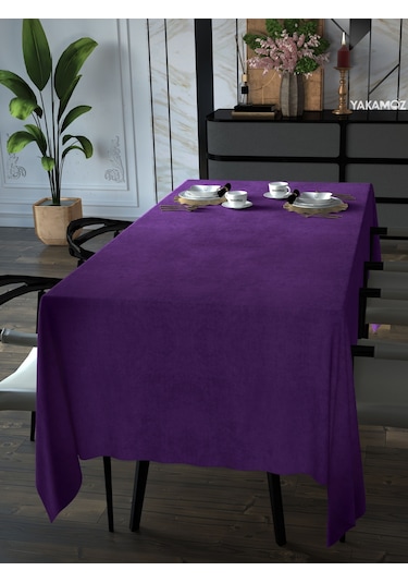 Tatlı Mor Kadife Dokulu Masa Örtüsü Dertsiz Velvet Touch Serisi Tatlı Mor