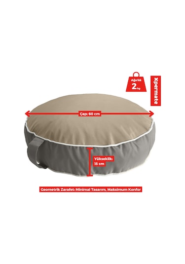 Xpermate Fermuarlı Kedi Köpek Minderi Kedi Köpek Yatağı Bej - Gri