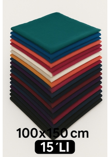 15'li Flamlı Düzrenk Dağıtmalık Hac Umre Hediyelik Çeyizlik Flamlı Pamuk Eşarp Yazma Çok Renkli