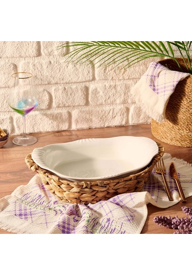 Ultraform Porselen Hasır Fırın Kabı 24x40 Beyaz