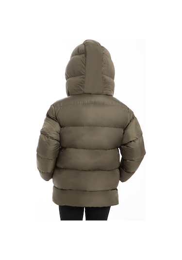 Kız Çocuk Haki Içi Polarlı Kapüşonlu Su Geçirmez Rüzgara Dayanıklı Şişme Kışlık Mont & Kaban Haki