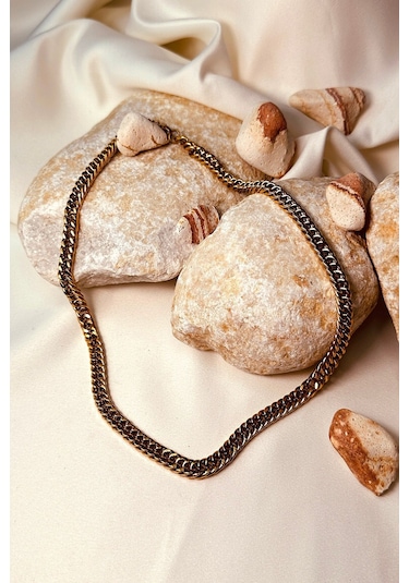 Life Gurme Zincir Model Altın Gold Renk Şık Paslanmaz Çelik Kolye