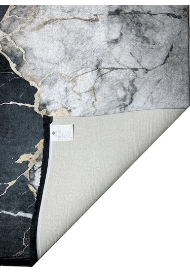 Dijital Kaymaz Yıkanabilir Gold Detaylı Modern Salon Halısı Mutfak Halısı Yolluk Balkon Halısı Gold