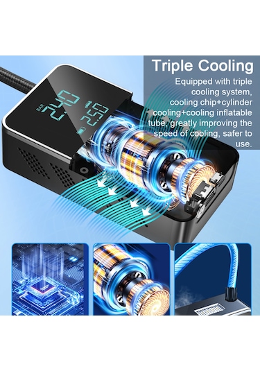 Akülü Araba Hava Pompası 150psı Dokunmatik Hava Kompresörü Siyah