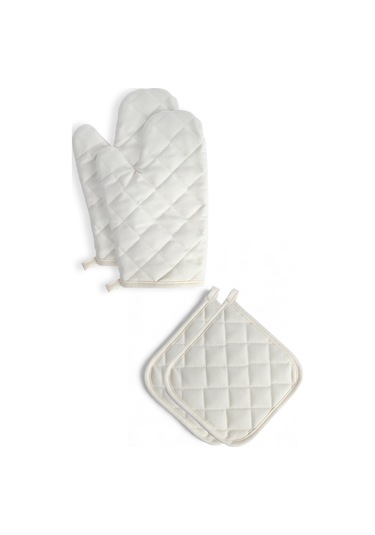 Yanmaz Ve Isıya Dayanıklı Fırın Eldiveni Ve Tutacak 2 Eldiven, 2 Tutacak Bej