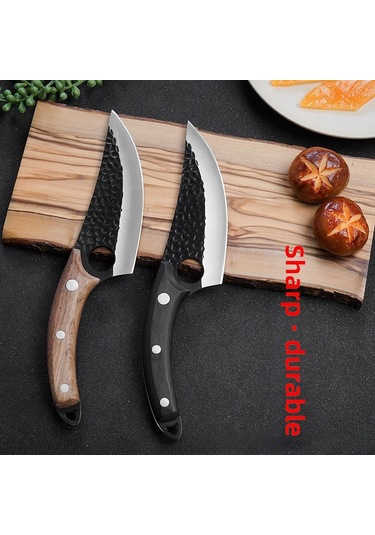 Mufunye Pişirme Ve Kesim İçin Çelik Bıçak, Keskin Uç, Tokmak Desenli, Meşe Saplı, Et Ve Balık Ayrımı, Çok Amaçlı Kullanım