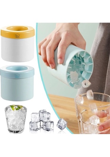 Wondernest Yuvarlak Yaz Yapımı Silikon Sarı Mavi Küpü Kovası Kalıp Jialan Ev Buz Buz + Sc Mavi - Sarı