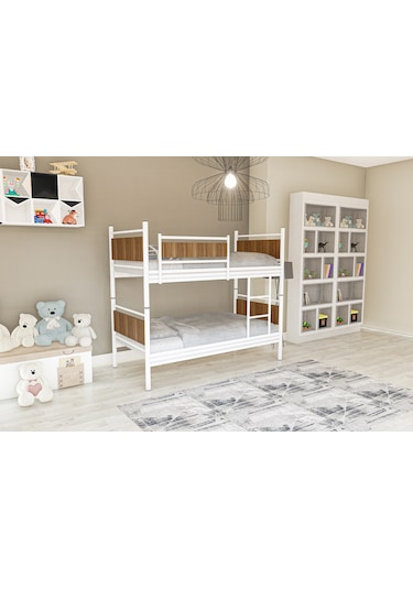 Metalia Gm 128 Star Ahşap Metal Ranza Beyaz-Ceviz