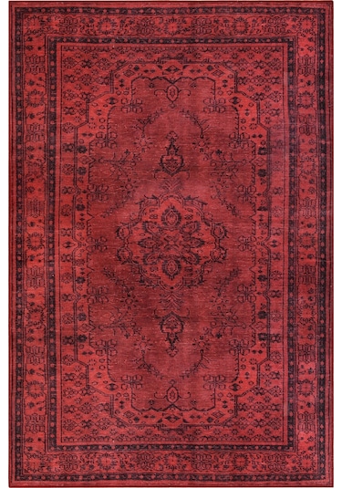 Dorian Eskitme Desenli Dokuma Taban Dekoratif Kırmızı Halı (Al 29