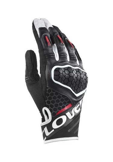 Clover Predator-2 Korumalı Motosiklet Eldiveni Siyah Beyaz Kırmızı