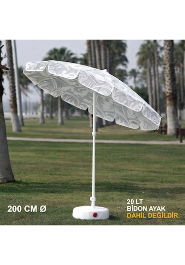 Desenli-beyaz Plaj Şemsiyesi-200 Cm Ø Desenli-beyaz