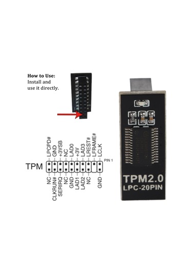 Yaozixa Lpc Arayüzlü 20 Pin Tpm 2.0 Güvenlik Modülü - Kriptografik İşlem Ve Anahtar Yönetimi İçin Güvenilir Donanım