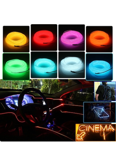 RGB Araç Içi Atmosfer Ambiyans İp Neon Torpido Led 2 Metre USB Gi