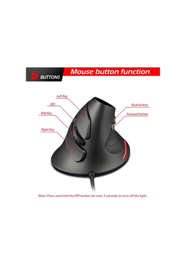 Zelotes T30 6 Tuşlu Dikey Kavramalı Çıkarılabilir Ergonomik Kablolu Fare 7 Renkli Solunum Işığı Diğer