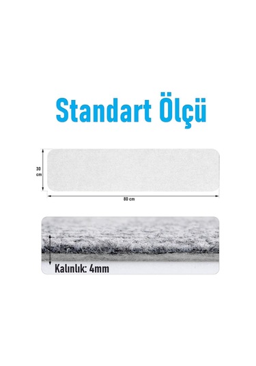 Halifleks Yapışkan Tabanlı Merdiven Basamak Paspası Rip Halı Kaymaz Tabanlı - Beyaz Null