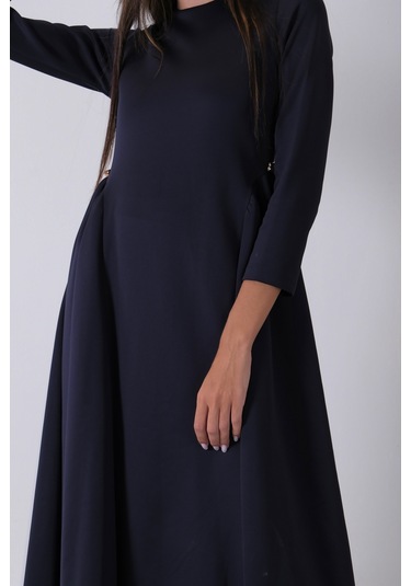 Feminist Lacivert Bisiklet Yaka Scuba Tesettür Elbise 4593445.02 Lacivert