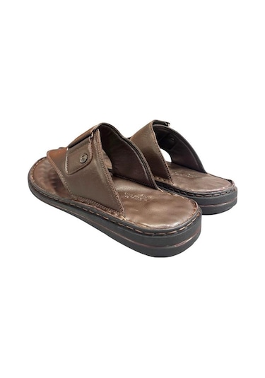 Pierre Cardin Parmak Arası Puflu Taban Hakiki Deri Erkek Terlik Kahverengi