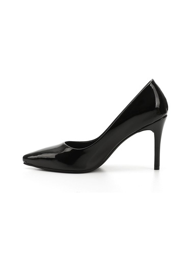 Gönderi R Siyah Rugan Platinum Sivri Burun İnce Topuklu Hakiki Deri Stiletto Siyah Rugan
