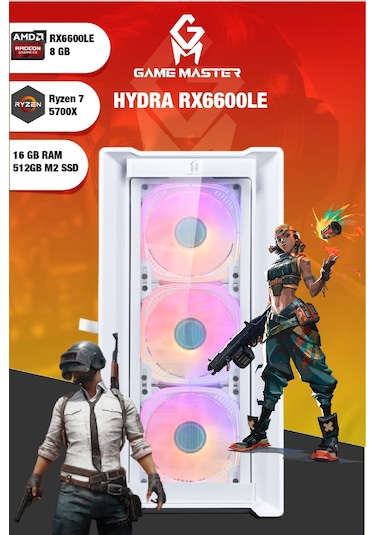 Gm Game Master Hydra R7-5700X 16 GB 512 GB M.2 SSD RX6600LE Masaüstü Oyuncu Bilgisayarı