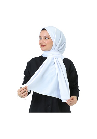 Şal Zarif Başörtüsü Eşarp Tesettür Giyim Uzun Abiyelik Beyaz