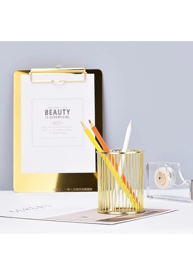 Ganzhoushop Kalemlik, Tel Metal Kalemlik, Kırtasiye Ve Masa Aksesuarları İçin Dekoratif Masa Depolama Düzenleyici Konteynerstil 3