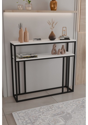 2 Raflı Metal Dresuar Raflı Lüx Dresuar Kitaplık Salon Düzenleyici 2 Raflı 100 Cm Beyaz