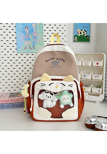 Sevimli Büyük Kapasiteli Trend Şeffaf Okul Çantası Haki