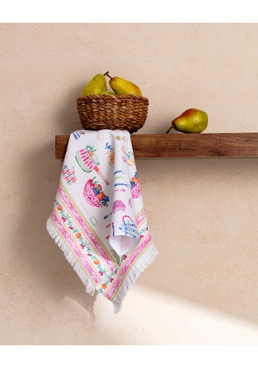 Madame Coco Cute Baskılı Mutfak Havlusu Hvlu0000000142 40x60cm-beyaz/pembe