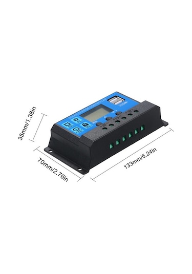Tongxida 100a 12v/24v Solar Kontrolör, Akıllı Akü Şarj Edici, 5v 2.5a Usb, Otomatik Mavi