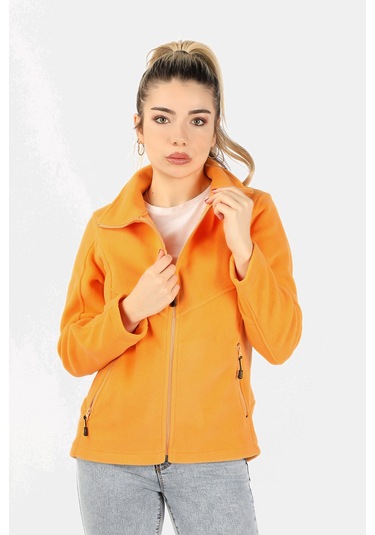 Kadın Balıkçı Fermuarlı Sweatshirt Sarı