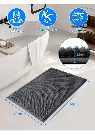 Ximistore9 Koyu Gri Banyo Tepsi 40x60cm - Süper Emici Yumuşak Plüsh, Kayma Engeli, Kolay Temizlenir Banyo Paspası Koyu Gri
