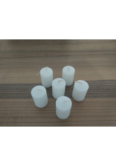 6'Lı Kokusuz Bozkurt Silindir Mum 3*6Cm Beyaz (352330318)
