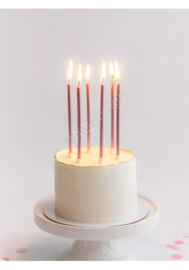 Mag Things Uzun Şekilli Pembe Mum Seti 12 Parça 236053383 Diğer