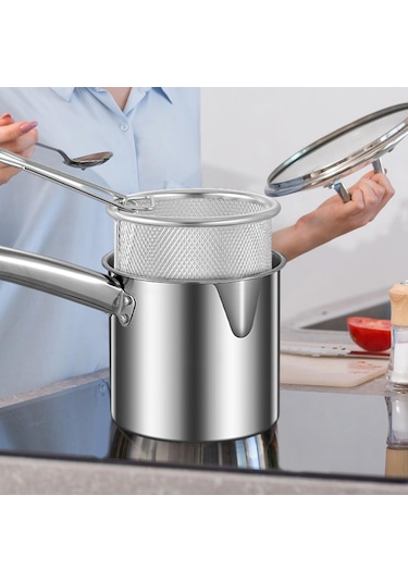 Homyl Fritöz Tencere Net Sepet Kapaklı Üniversal Yağ Stil A